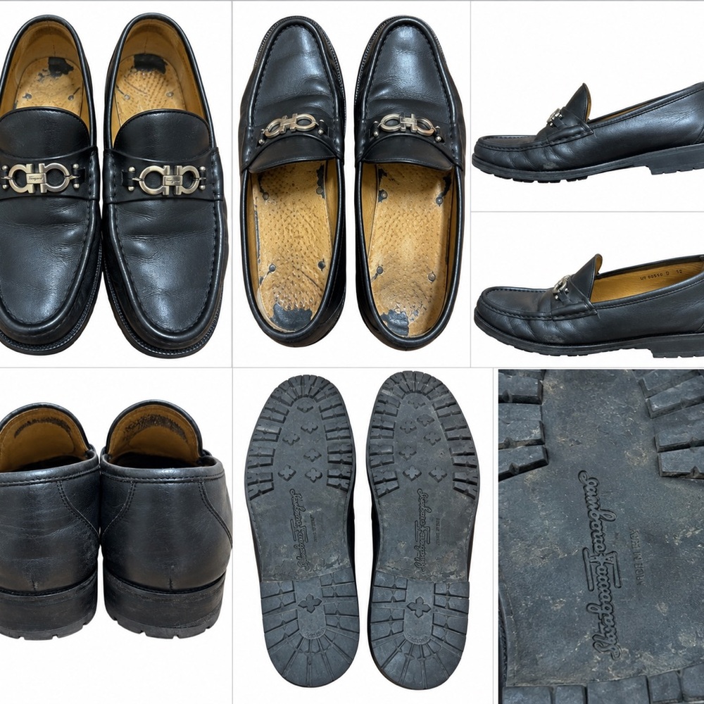 Men's Black Leather Bit Moc Toe Slip-On Loafers